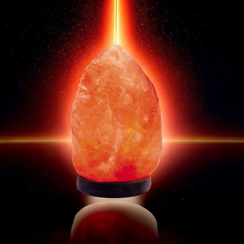 Needs&Gifts Himalayan Salt Lamp with Natural Himalayan Crystal Rock, Hand Crafted Wooden Base from Foothills of The Himalayas, Home Decor, Night Light & Gifts - Image 4